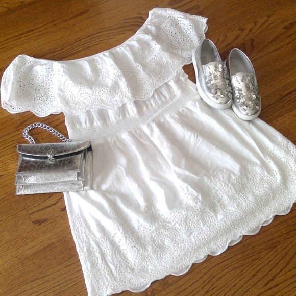 J for Justify Size XL 100% Cotton OTS Eyelet Dress - Picture 2 of 14